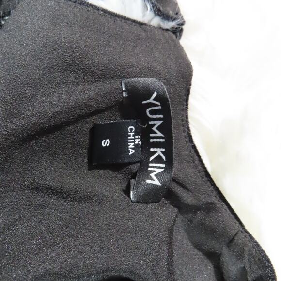 Yumi Kim Black Velvet Surplice Neckline Wrap Skirt Mini Dress Long Sleeves Small - Picture 7 of 7